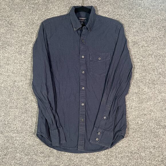American Eagle Shirt Mens Small Blue Slim Fit Button Up Soft Casual Long Sleeve - Picture 2 of 8